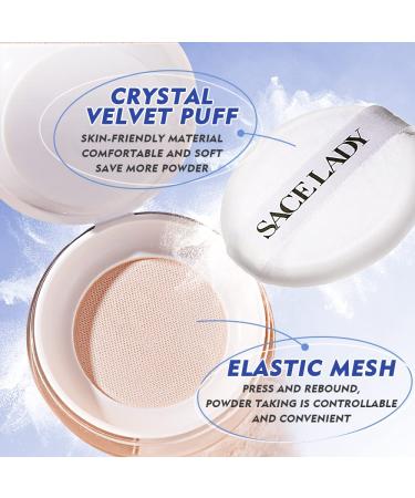 SACE LADY Flawless Loose Setting Powder with Brush - Controls Shine, Minimizes Pores - Lasting Finish Cosmetics - 0.35Oz - Buy Online on GoSupps.com