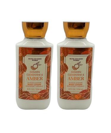 Bath and Body Works Gift Set of of 2 - 8 Fl Oz Lotion - (Golden Clementine & Amber)