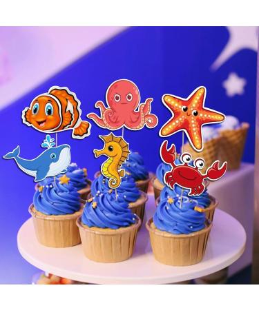 Pack of 24 Ocean Sea Animal Cupcake Toppers Package Fish Starfish Whales Octopuses Crabs Sea horses for Sea Theme Birthday Decorations Baby Shower Under the Sea Theme Party Supplies - Buy Online on GoSupps.com