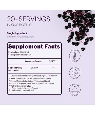 Organic Elderberry Syrup USDA Certified 3.4 fl oz Bottle Liquid Sambucus Elderberry Immune Support Supplement for Kids and Adults Alcohol-Free European Origin Elderberries Extract High Bioavailability Elderberry 3.4 Fl Oz (  - Buy Online on GoSupps.com