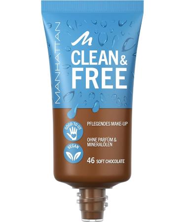 Manhattan Clean & Free Skin Tint Fb. 46 Soft Chocolate Vegan Moisturizing Makeup 30 ml - Buy Online on GoSupps.com