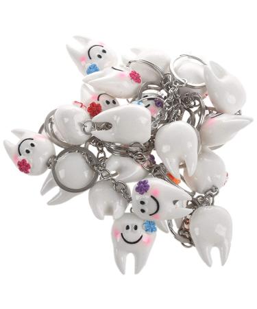Pmandgk 20pcs Key Tooth Shape Cute Dental Gift White/Silver One Size