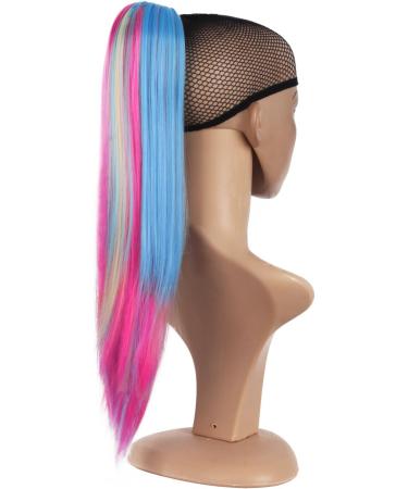 MapofBeauty 20 Inch/50cm Charm Long Straight Hair Colorful Gripper Ponytail (Light Gold/Wathet/Pink) - Buy Online on GoSupps.com