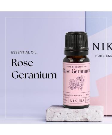 Nikura Rose Geranium Essential Oil - 20ml (2 x 10ml) | 100% Pure Natural Oils | Perfect For Skincare Stress Relief Aromatherapy Diffusers | Great For Self Care Massage Deodorant | Vegan & UK Made Rose Geranium 10 ml (Pack of 2) - Buy Online on GoSupps.com