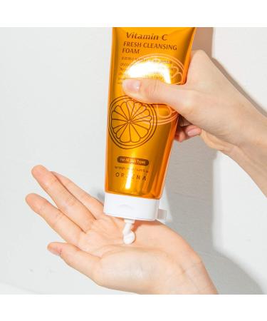 OJRN ORJENA Fresh Cleansing Foam Gentle Daily Facial Cleanser Rich Foam Cleanse 180ml (6.09 fl oz) (Vitamin) - Buy Online on GoSupps.com