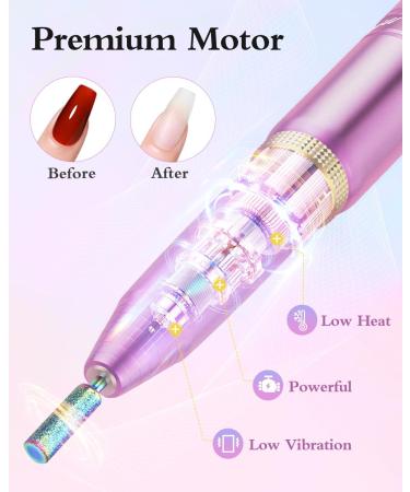 Subay Cordless Rechargeable Nail Drill with 12 Bits - Professional Electric File for Nails, Manicure Pedicure Kit - Gifts for Women and Moms - Pink - Buy Online on GoSupps.com