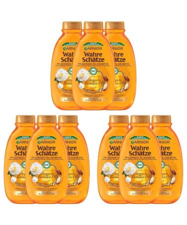Garnier True treasures nourishing oil shampoo argan- & camelia oil maintains intensely illuminate shine and suppleness 3 x 250 ml (pack with 3) 250 ml (9 Pack)