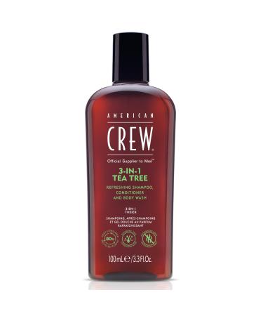 American Crew 3-In-1 Tea Tree Shampoo and Conditioner and Body Wash For Men 3.3 oz Shampoo and Conditioner and Body Wash