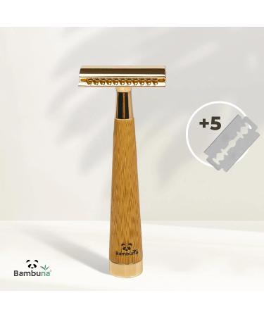 Bambuna Razor Plane Set - Sustainable Safety Razor for Men & Women | 5 Blades Bamboo Grip Plastic-Free Made in Germany + eBook - Buy Online on GoSupps.com