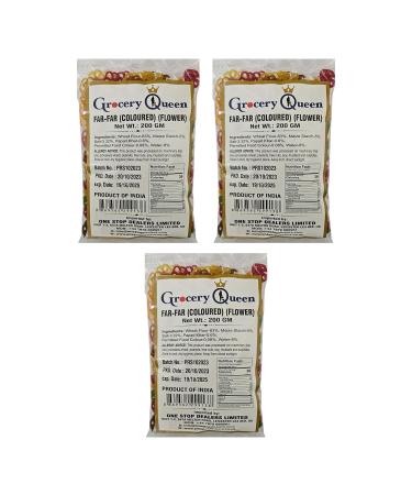 One Stop Dealers Far Far (Fryums) (200 Gram) - A Flaky Crispy And A Bit Sweet And Salty In Taste Vibrant Snacks Either Eaten As A Snacks Or Served To Accompany A Meal (Colored Flower Pack of 3)