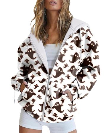 Halloween Costumes Sleeve Pocket Zipper Track Jacket Loose Halloween Pumpkin Print Women Hoodie Pale Hoodie Ai Large - Buy Online on GoSupps.com