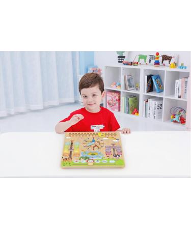 Woodywood Calendar Watch for Children - Bilingual Montessori Learning Clock in Wood - 30x30 cm - Teach Time Date & More Ideal Gift for Kids - Buy Online on GoSupps.com