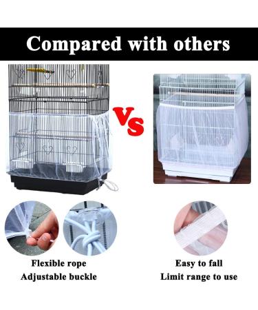 ASOCEA Universal Birdcage Cover - Extra Large Black&White Seed Catcher for Parrot Cage | Nylon Net Guard Mesh Skirt - Buy Online on GoSupps.com