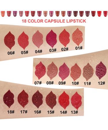 Renywosi 18 Colors/Set Matte Lipstick Sule Lipstick Matte Lipstick Long Lasting Non-Stick Cup Waterproof Lipstick Matte Gift for Women Girls - Buy Online on GoSupps.com