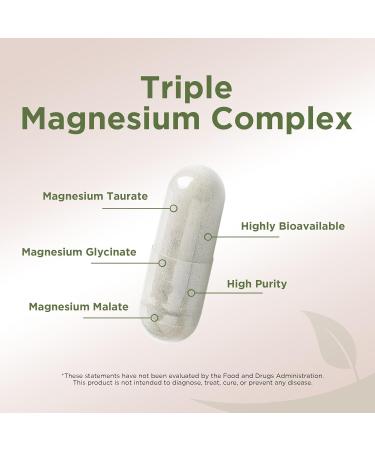 Gade Nutrition Triple Magnesium Complex with Magnesium Glycinate Magnesium Malate & Magnesium Taurate | Pure Magnesium Supplement for Sleep and Calm Veggie Capsules | Made in USA Magnesium Triple 90 Count (Pack of 1) - Buy Online on GoSupps.com