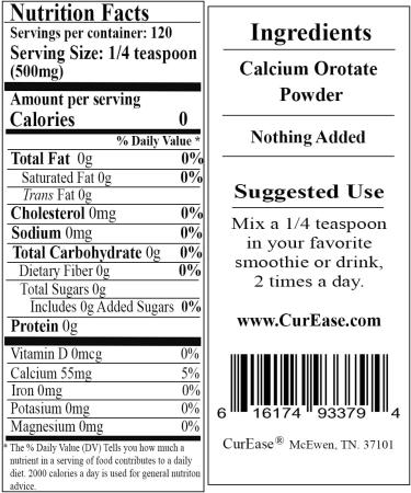 Pure Calcium Orotate Powder 500mg - 120 Servings | High-Quality Supplement - Buy Online on GoSupps.com