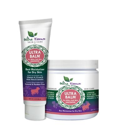 Daily Moisturizer For Dry Itchy Skin Psoriasis and Eczema Relief That Contains Lanolin Vitamins A D & E Aloe Vera To Moisturize Face Body Dry Hands & Cracked Heels (Unscented)