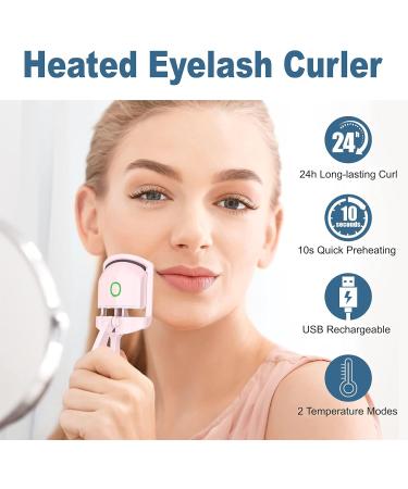 Buy Heated Eyelash Curlers - USB Rechargeable Long-Lasting Natural Curling 2 Heating Modes - Pink | International Shipping Available - Buy Online on GoSupps.com