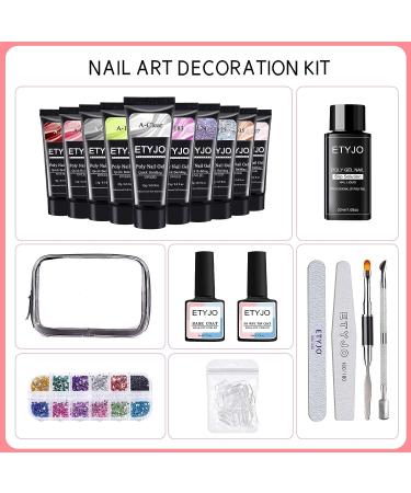 Poly Nail Gel Kit - 10 Colors Quick Builder Extension with Temperatures Change Rhinestones - Complete Poly Gel Starter Kit for DIY Manicure - Mother's Day Gift - Buy Online on GoSupps.com