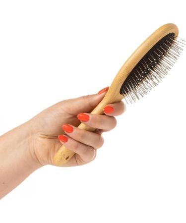 Mikki Bamboo Ball Pin Brush for Medium to Thick Hair Coats - Handmade from Sustainable Bamboo - Large Brown - Buy Online on GoSupps.com