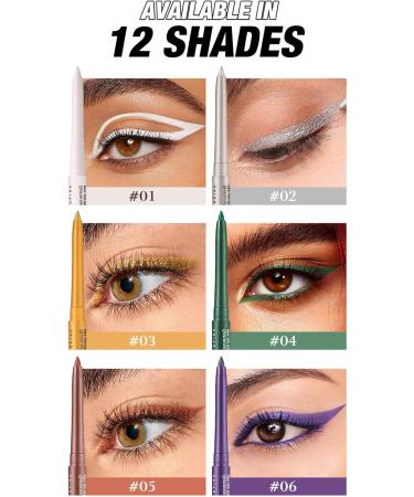  Hogvinnatil Eyeliner pencil set gel eyeliners | 12 colors Waterproof eyebrow pencils professional gel pens makeup cosmetic set - Buy Online on GoSupps.com
