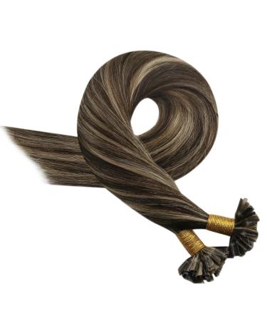 Moresoo Hot Fusion Keratin Hair Extensions #P4/27 Dark Brown & Caramel Blonde - 50g U-Tip Real Remy Hair Bonding 45cm - Buy Online on GoSupps.com