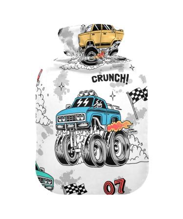 Hot water bottles with cover colorful monster truck hot water bag for pain relief sore muscles arthritis 2 liters