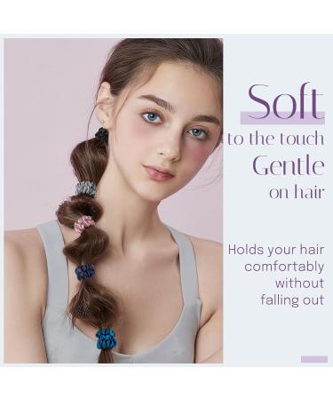 Shop Olesilk 3-Set 100% Silk Hair Ties - Navy Blue Scrunchies & Elastic Bands for Luxurious Hair Care - Buy Online on GoSupps.com