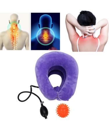 Cervical Neck Traction Device - Inflatable Adjustable Neck Support for Pain Relief & Traction (Purple) - International Shipping Available - Buy Online on GoSupps.com