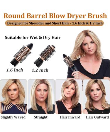 Hair Blow Dryer Brush Set - Detachable Negative Ion Styler Kit for Volume & Curls - Hot Air Brush for Women with Middle to Long Hair - Black - Buy Online on GoSupps.com