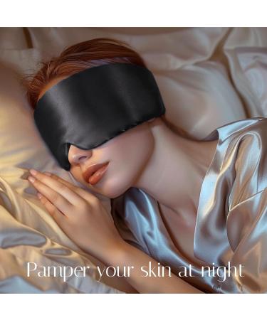 Silk Sleep Mask - 100% Mulberry Silk Adjustable Large Size for Total Blackout Soft & Breathable | Anti-Wrinkle Eye Mask (Black - Buy Online on GoSupps.com