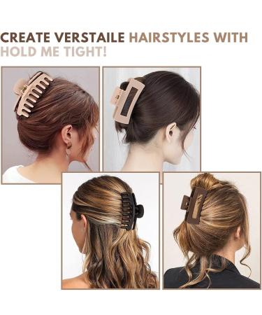 Hold Me Tight 8 Pack 4.3" Inch Large Hair Claw Clips for Women Hair Clips for Thin Thick Curly Hair 90 s Strong Big Grip Matte Banana Clips with Strong Jaws for girls ladies Light - Buy Online on GoSupps.com