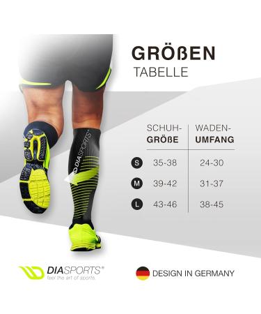 Diasports Runstars Compression Socks for Sports Running Marathon & Triathlon - Premium Even Compression & Reinforced Heel for Men & Women - Black S - Buy Online on GoSupps.com