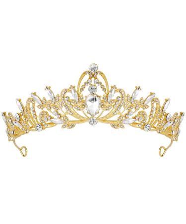Aprince Gold Crown and Tiara Crystal Tiaras for Women Birthday Crown for Girls Bridal Headband for Wedding Prom Mother's Day