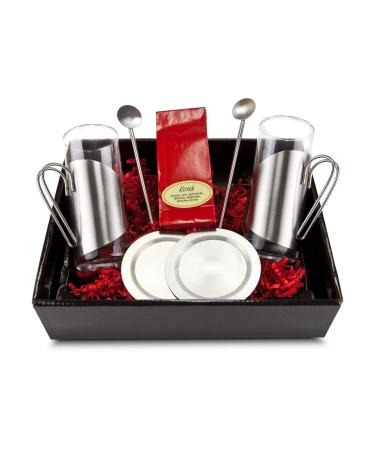 R mer Pr sente gift set tea enjoyment: 7 pieces 2 tea glasses 2 coasters and 2 drinking straw spoons and 1 cherry tea (50 g) - Buy Online on GoSupps.com
