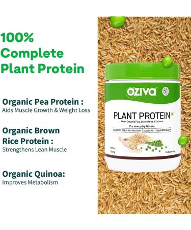 O-Zi-va Organic Plant Protein for Everyday Fitness | 30g Protein - Pea Isolate | Complete Plant Protein Powder | No Added Sugar Certified Clean & Vegan (Unflavoured 500g) - Buy Online on GoSupps.com