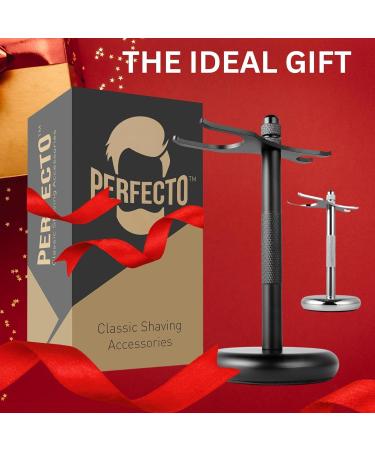 Perfecto Deluxe Black Razor & Brush Stand - The Best Safety Razor Shaving Stand. Prolong The Life Of Your Shaving Brush - Buy Online on GoSupps.com