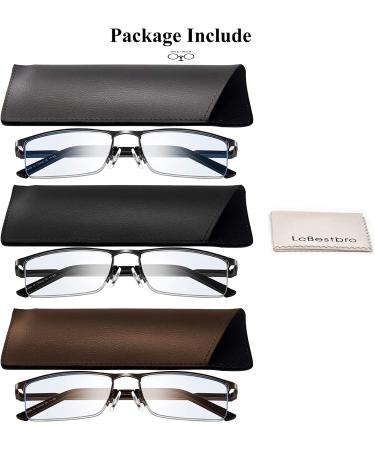 Men's Blue Light Blocking Metal Readers 3 Pack - Gun/Black/Brown 1.0x - Buy Online on GoSupps.com