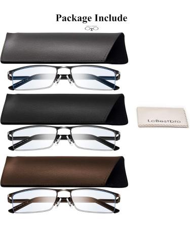 Buy 0.75 Blue Light Blocking Reading Glasses for Men - 3 Pack Metal Readers (Gun/Black/Brown) | International Shipping Available - Buy Online on GoSupps.com