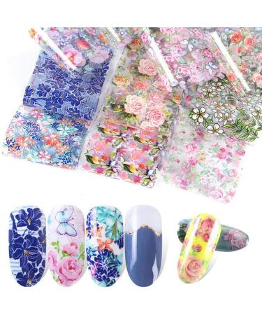 30 Colors Nail Foil Transfer Sticker Kalolary Big Size Holographic Flower Starry Sky Metallic Nail Art Stickers Tips Wraps Foil Transfer Adhesive Glitters DIY Nail Decoration(10 rolls each box.) - Buy Online on GoSupps.com