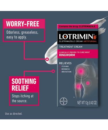 Lotrimin AF Ringworm Cream 1% Clotrimazole - Effective Antifungal Treatment for Adults and Kids - .42 Ounce (12g) - Buy Online on GoSupps.com