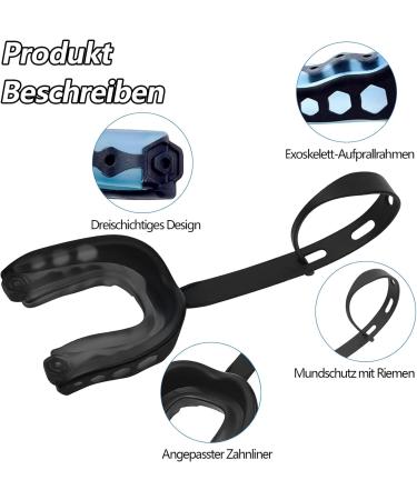 Premium 2-Piece Sports Mouth Guard Set - Tooth Protection for Football Boxing & Martial Arts - Adult Size (Blue/Black) - International Shipping - Buy Online on GoSupps.com