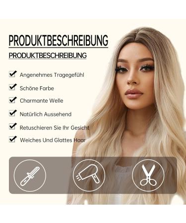 24-Inch Ombre Blonde Wavy Wig for Women - Dark Roots Loose Waves | Glue-Free Daily Cosplay Wig - Buy Online on GoSupps.com