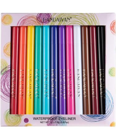 Colorful Eyeliner Set Matte Waterproof Gel Eyeliner Cosplay Eyeshadow Crayon 12PCS colourful eyeliner - Buy Online on GoSupps.com