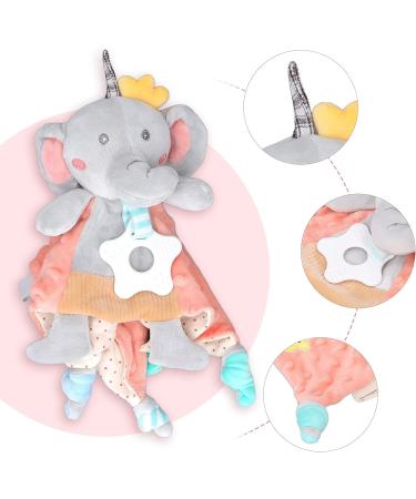 WBTY Baby Security Blanket: Super Soft Plush Elephant Cuddle Toy with Teether for Newborn Boys and Girls - Buy Online on GoSupps.com