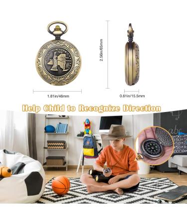 Vintage Pocket Compass for Kids Classic Portable Compass Accurate Waterproof for Hiking Outdoor Camping Motoring Boating Backpacking Survival Emergency (Copper) - Buy Online on GoSupps.com