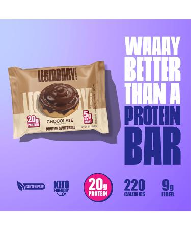 Legendary Foods High Protein Chocolate Sweet Roll | 20g Pure Protein Bar Alternative | Low Carb, Low Sugar, Gluten Free | Keto Breakfast Snacks | Healthy Chocolate Flavored Rolls (10-pack) - Buy Online on GoSupps.com