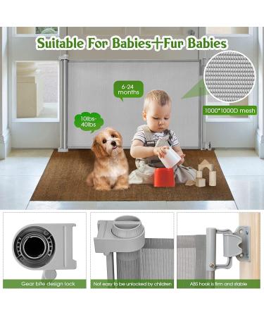 JSK Retractable Baby Gate  Extra Wide Safety Kids or Pets Gate  33"* 55" Wide  Mesh Safety Dog Gate for Stairs  Indoor  Outdoor  Doorways  Hallways(Gray) - Buy Online on GoSupps.com