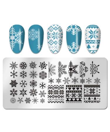 Christmas Nail Stamping Plate Set - Snowflake Elk Winter Stencils for Holiday Manicure - Buy Online on GoSupps.com