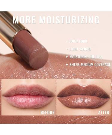 Oulac Chocolate Brown Lipstick - Moisture Shine Hydrating Lip Balm | Vegan & Cruelty-Free Lip Colour for Dry Lips - Buy Online on GoSupps.com